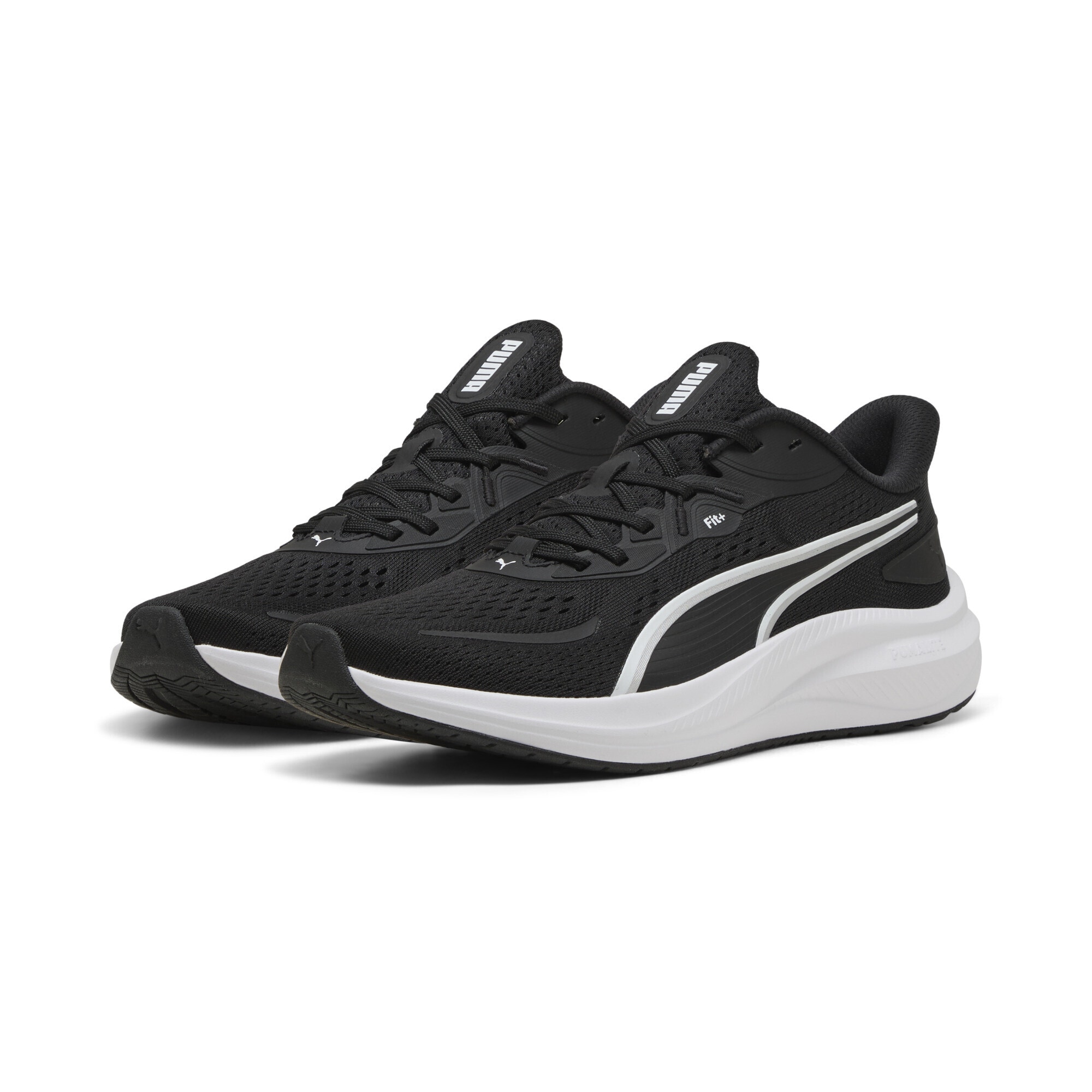 Trainingsschuh PUMA "Skyrocket Lite 2 Laufschuhe Erwachsene", Herren, Gr. 43, schwarz-weiß (schwarz, weiß silber metallic), Obermaterial: Synthetik, Textil; Futter: Textil; Innensohle: Textil; Laufsohle: Synthetik, Gummi, Schuhe