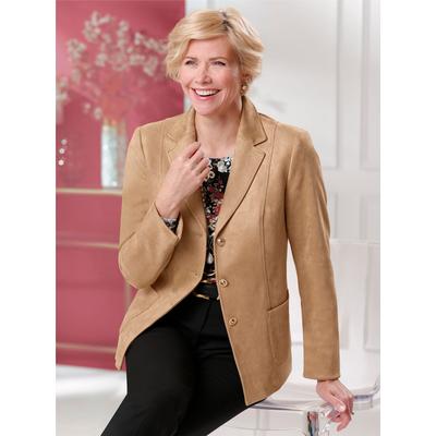 Jackenblazer CLASSIC "Lederimitat-Blazer", Damen, Gr. 42, braun (camel), 90% Polyester, 10% Elasthan, Langarm, Blazer Image