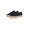 Plateausneaker TOMMY HILFIGER "VULC ESPADRILLE SNEAKER", Damen, Gr. 41, blau (dunkelblau), Baumwolle, casual, Schuhe, Freizeitschuh, Halbschuh, Schnürer mit bastbezogenem Plateau
