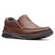 Slipper CLARKS "Cotrell Free", Herren, Gr. 43, braun (dunkelbraun), Leder, klassisch, Schuhe, Schlupfschuh, Komfortschuh mit Stretcheinsätzen