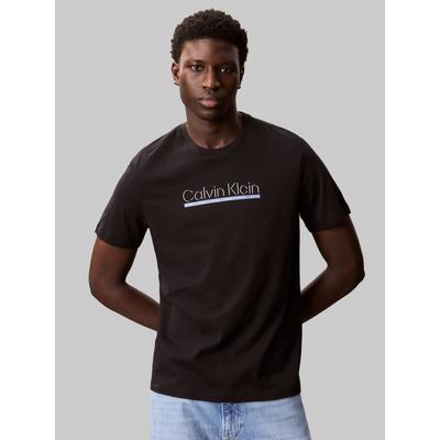 T-Shirt CALVIN KLEIN "SS 30s E SPRTSWR 2 G", Herren, Gr. M, schwarz, Single Jersey, Obermaterial: 100% Baumwolle, unifarben, casual, regular fit hüftlang, Rundhals, Kurzarm, Shirts, mit Logo-Schriftzug Image