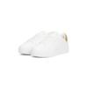 Plateausneaker TOMMY HILFIGER "ESSENTIAL PLATFORM COURT SNEAKER", Damen, Gr. 39, gold (weiß, goldfarben), Leder, sportlich, Schuhe, Freizeitschuh, Halbschuh, Schnürschuh mit gepolstertem Schaftrand