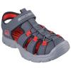 Sandale SKECHERS "RELIX-VALDEX", Kinder, Gr. 34, grau (grau, rot), Lederimitat, Textil, kontrastfarbene Details, sportlich, Schuhe, Badesandale mit leichter Laufsohle, Größenschablone zum Download