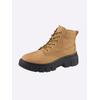 Schnürstiefelette HEINE, Damen, Gr. 38, gelb (maisgelb), Leder, Rindsleder, Nubukleder, modisch, Schuhe