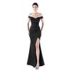 Jerseykleid MODA MINX "Zara Off Shoulder Dress", Damen, Gr. S, EURO-Größen, schwarz, 100% Polyester, unifarben, elegant, Carmenausschnitt, Kleider, mit schulterfreiem Design