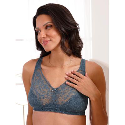Bügelloser BH WÄSCHEPUR, Damen, Gr. 95, Cup B, blau (rauchblau), 47% Polyamid, 43% Baumwolle, 10% Elasthan, BHs Image