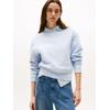 Sweatshirt TOMMY HILFIGER "SCRIPT REG PIQUE SWTSHRT", Damen, Gr. XL (42), blau (breezy blau), Sweatware, Obermaterial: 85% Baumwolle, 15% Polyamid, unifarben, casual, regular fit normal, Rundhals, Langarm, Sweatshirts, mit Tommy Hilfiger Script...