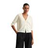 Cardigan MARC O'POLO "aus Organic-Cotton-Mix", Damen, Gr. L, weiß (weiß cotton), Obermaterial: 90% Baumwolle, 10% Polyamid, unifarben, casual, slim fit, V-Ausschnitt, Langarm, Strickjacken