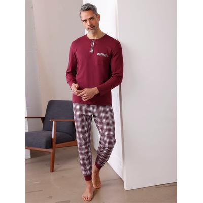 Schlafanzug, Herren, Gr. 60/62, rot (dunkelrot, kariert), 100% Baumwolle, Homewear-Sets Image