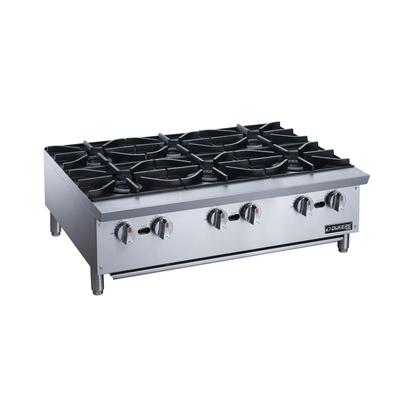 Dukers DCHPB36 36" Gas Hotplate w/ 6 Burners & Manual Controls, Convertible, Stainless Steel, Gas Type: NG