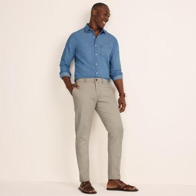 Belted Textured Chinos, Straight Fit, Men, size: 30, regular, Ivory, Cotton/Lyocell/Cotton-blend, by Lands' End