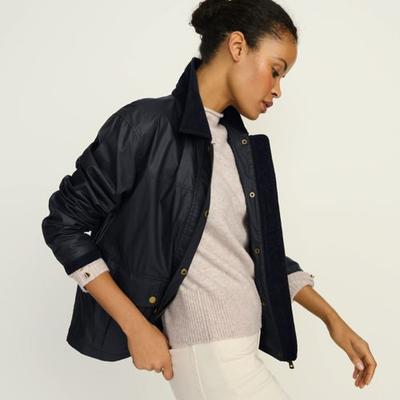 Waxed Barn Jacket, Women, size: 20, regular, Blue, Cotton, by Lands' End