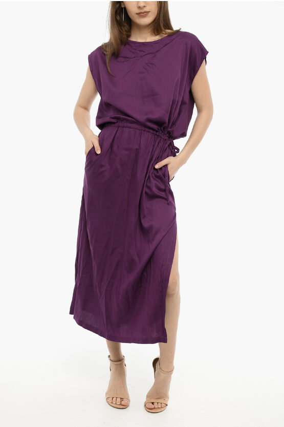 Einfarbiges Maxikleid aus Twill in Violett Image