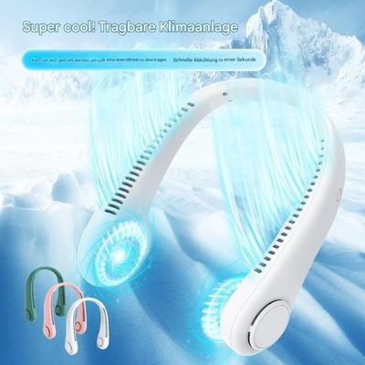 Sjqka - Tragbarer Mini Hals Ventilator usb mit 360° Luftstrom, Blattloser Wiederaufladbarer Akku Image