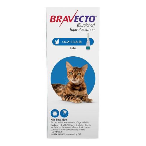 Bravecto Spot On Pour Chats Moyens 6.2 Lbs - 13.8 Lbs (Bleu) 250 Mg 1 Pack