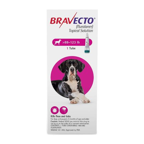 Bravecto Topique Pour Chiens Très Grands (Au-dessus de 88 Lbs) Rose 2 Doses
