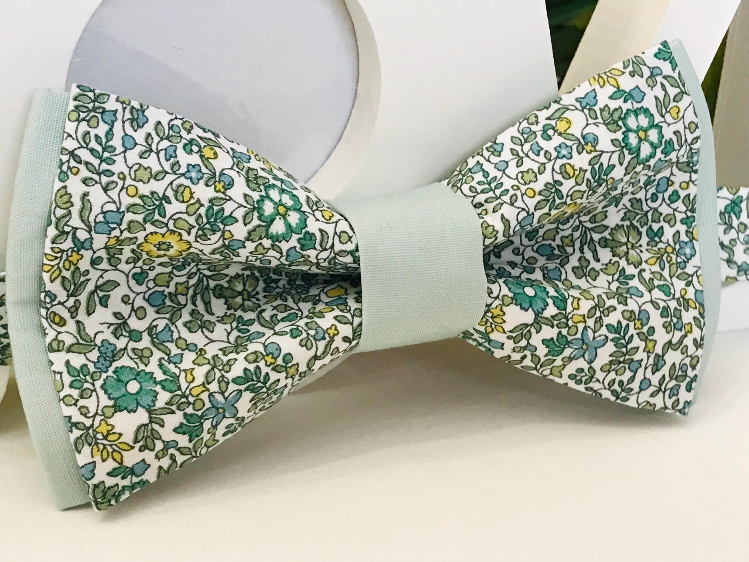 Katie and Millie Papillon doppio verde salvia chiaro e menta Liberty/Adulto/Bambino/Neonato/Fazzoletto da taschino/Cerimonia/Matrimonio/Battesimo