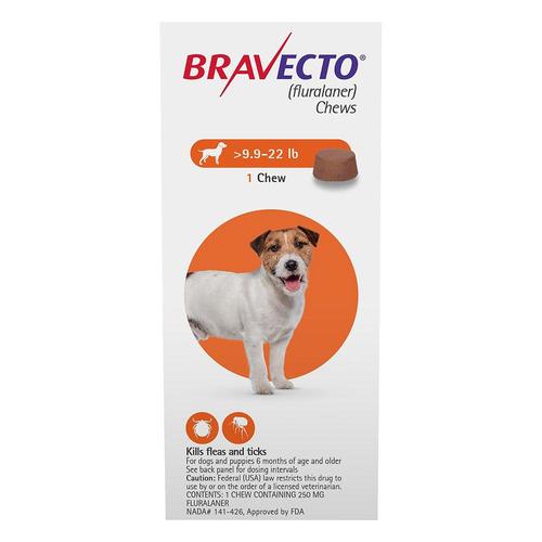 Bravecto Pour Petits Chiens 9.9-22lbs (Orange) 1 Chew
