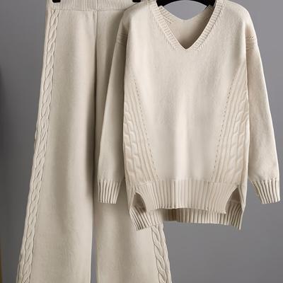 TEMU New Stylish And Elegant Women's V-neck Two-piece Set Image