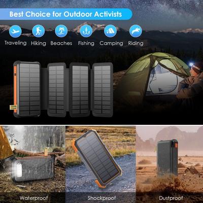 TEMU Solar Charger, Outdoor Usb C Portable Power Bank With 4 Solar Panels, Compatible With Smartphones, Tablets, Etc. Image