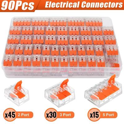 TEMU 75/80/90pcs Orange Electrical Terminal Blocks - 250v/32a, Durable Copper Alloy, Ideal For Wiring And Device Connections, Cable End Terminal Blocks| |copper Alloy Connector Image