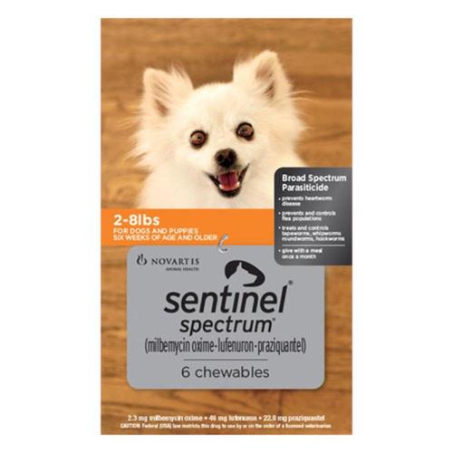 Sentinel Spectrum Chews Pour Chiens 2-8 Lbs (Orange) 12 Chews