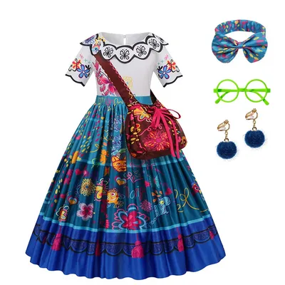 Mädchen Prinzessin Kostüm Kinder Encanto Halloween Swing Ausgestellte Kleidung Kinder Gedruckt Image