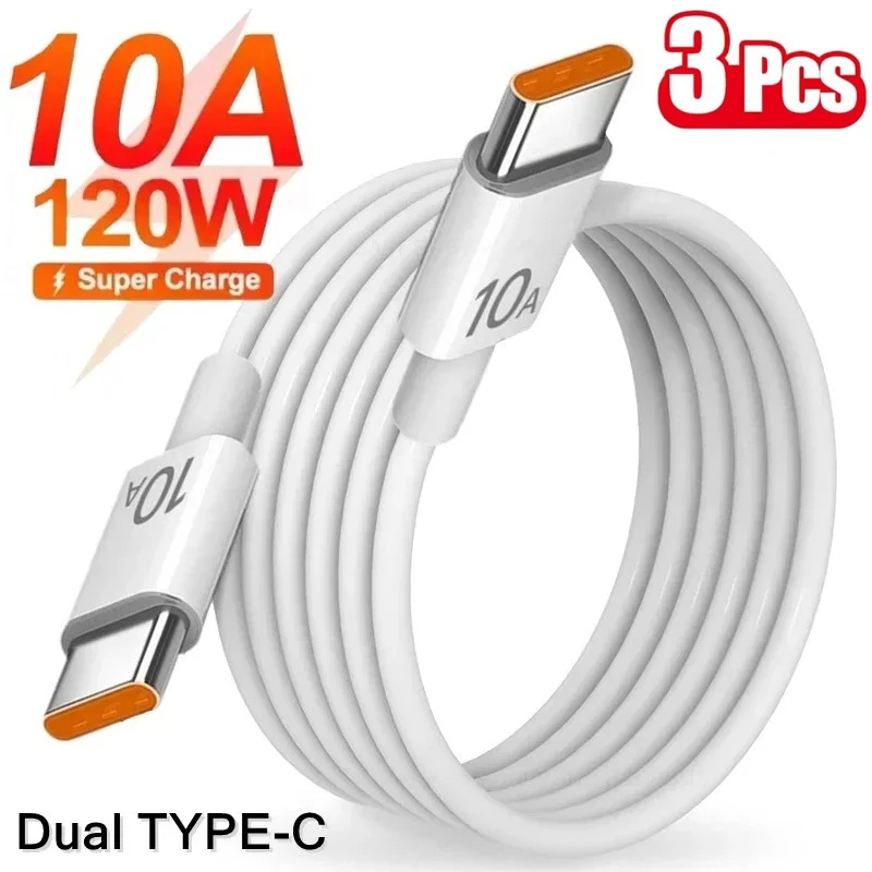 0,25 m/1 m/1,5 m/2 m/3 m 120 W 10A Dual Typ C Schnelle Lade Datenkabel Für iPhone 15 Samsung Huawei Xiaomi USB-C Schnell Ladekabel Image