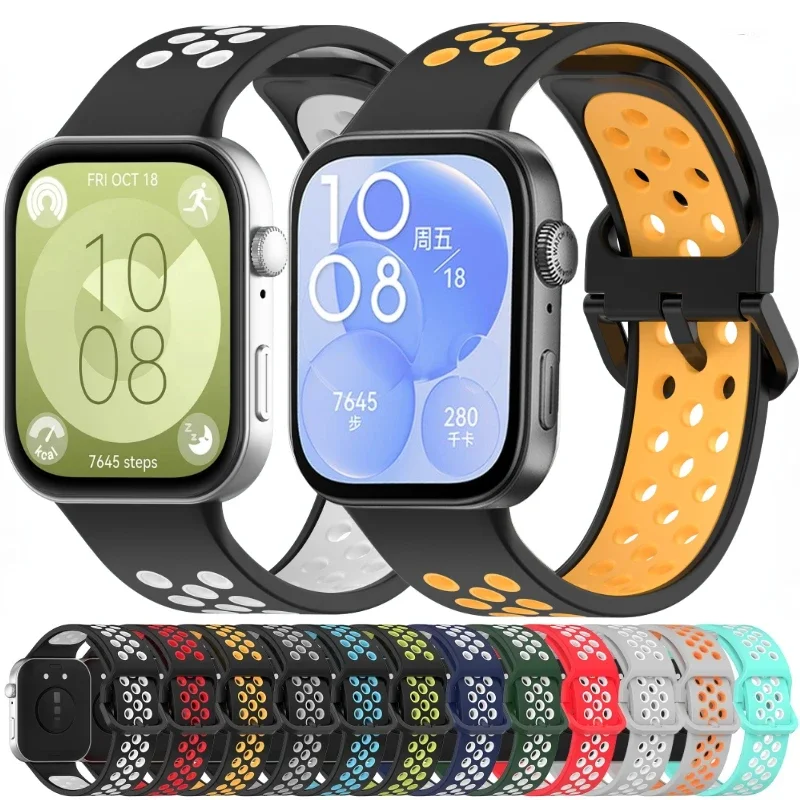 Sport Atmungsaktives Silikon Für Huawei Uhr Fit 3, Bequemes Armband, Armband Correa Für Huawei Uhr Fit 3, Gürtel Zubehör Image