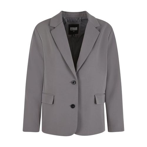 Allwetterjacke URBAN CLASSICS ""Urban Classics Ladies Long Blazer"", Damen, Gr. 5XL, grau (cloudgrau), 94% Polyester, 6% Elasthan, unifarben, casual, normal, amerikanischer Ausschnitt, Langarm, Jacken
