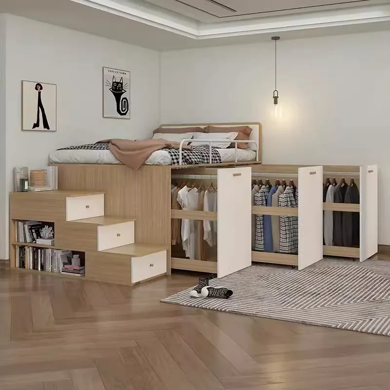 Hong Kong kleine Wohnung Kinder halbhohe Bett Kombination Tatami Bett Kleiderschrank integrierte platzsparende multifunktionale st