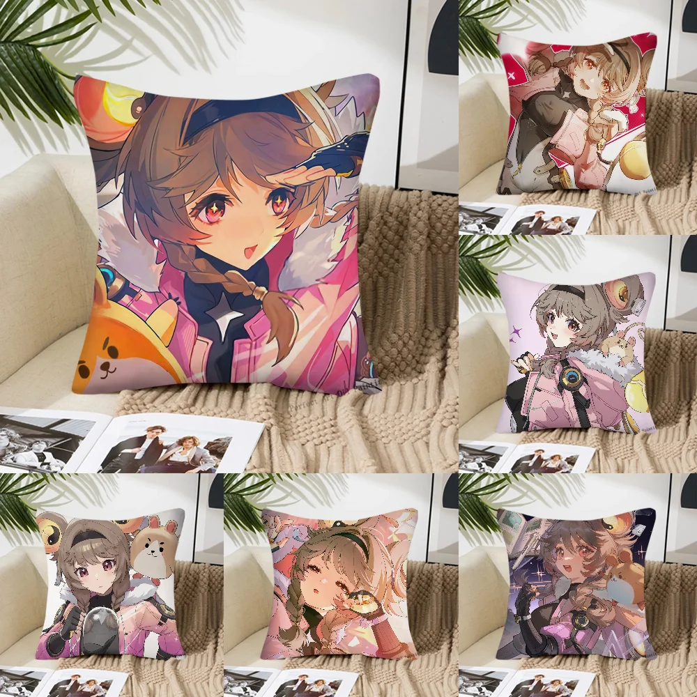 Lumi Spiel Wuthering Waves Kissenbezug, quadratisches Kissen, Schlafzimmer, Sofa, Freizeit, Komfortkissen, Auto, Wohnzimmer, Heimdekoration, 40 x 40 cm