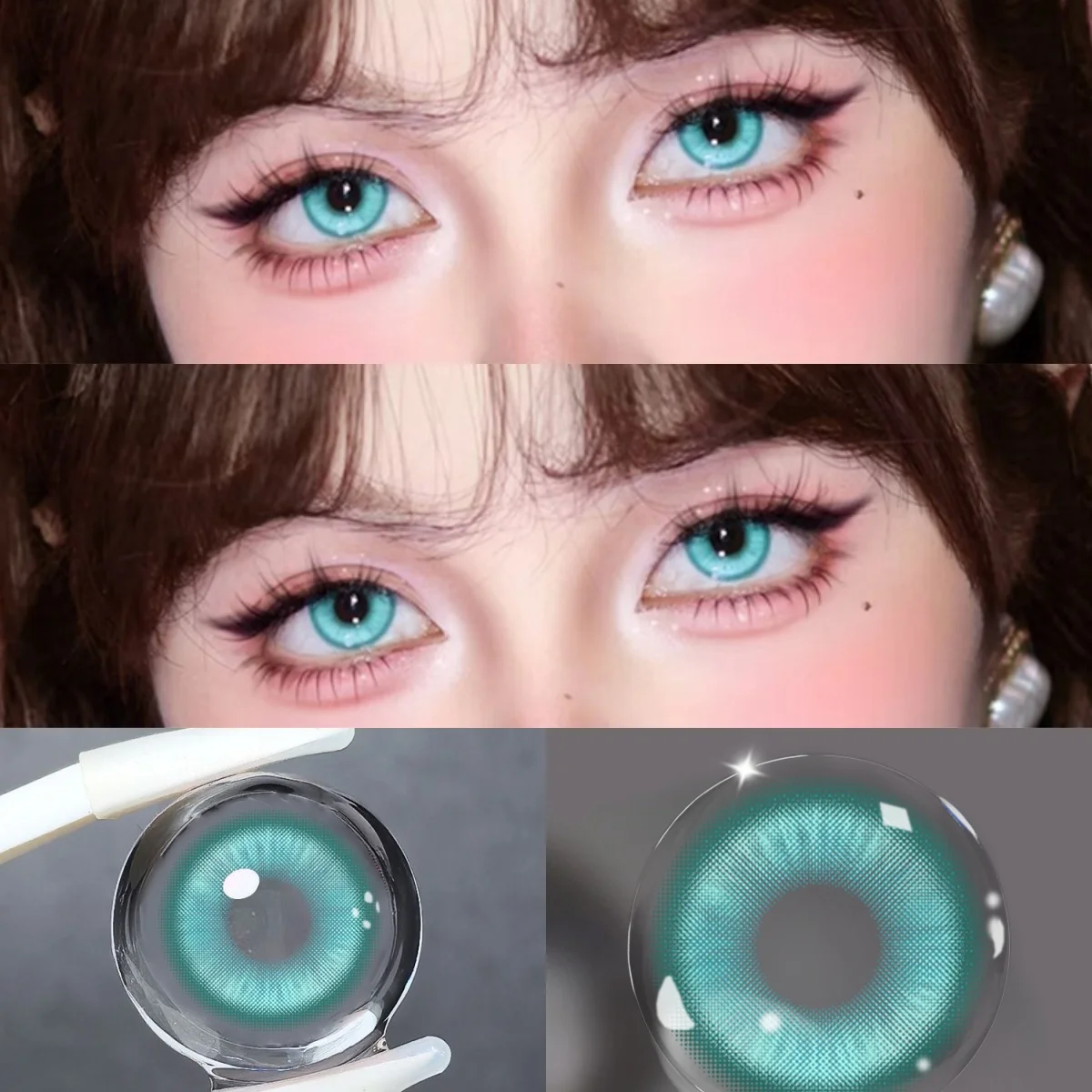 VISUASHOW Cosplay Grüne farbige Kontaktlinsen, 2 Stk Verrückte Anime Rad Augen Linse, für Halloween, Cosplay-Party, Rollenspiele und Schönheits-Make-up Image