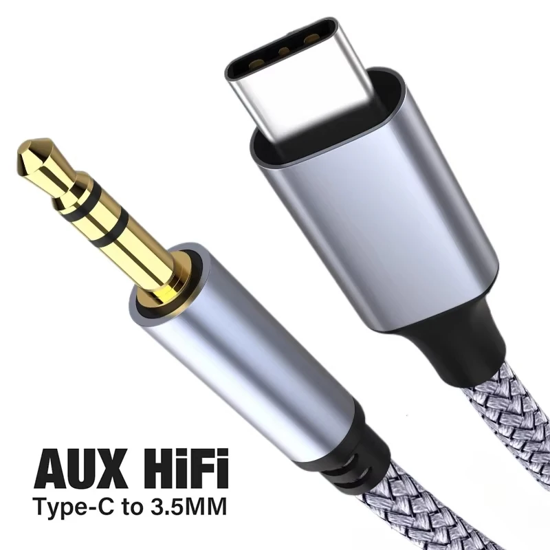 AUX Audio USB Typ C auf 3,5 mm Audio-Anschluss-Adapterkabel für Autolautsprecher-Kopfhörer Dual-Stecker-Audiokabel für Samsung Xiaomi Image