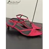 Designer Frauen Elegante Spitz Cross Strap Rindsleder Echtes Leder Sandalen Sommer Büro Arbeit Dünne Fersen Ankle Strap Schuhe