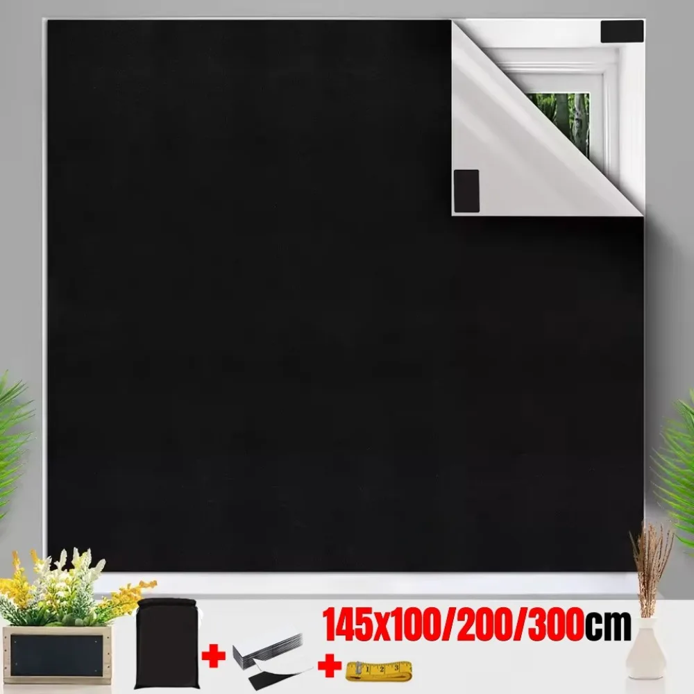 100 % Verdunkelungsfolie für Fenster, Sichtschutz, dunkelster Lichtblock, schwarz, Anti-Look-Abdeckung, Glasfensterfolie, Haushalt, Tönung, Glasaufkleber Image