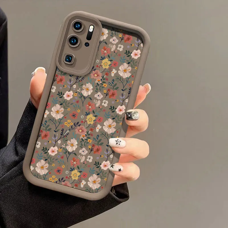 Neue Mode Farbe Blumen Telefon Fall Für Huawei P30 P50 P20 P40 Pro Lite Kamera Objektiv Schutz Stoßfest Silikon Soft Cover
