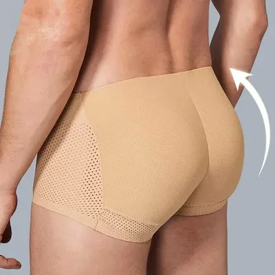 Männer Integrierte Gefälschte Butt Hüfte Lifter Enhancer Shorts Body Shaper Gepolsterte Push-Up Unterwäsche Shapewear Unterhose Atmungsaktive Boxer Image