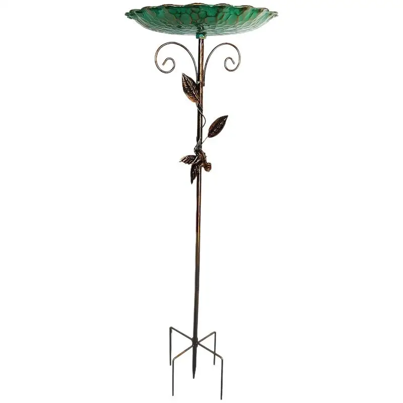 Mangeoire de bain d'oiseaux en métal, bain d'oiseaux de jardin autoportant, mangeoire à oiseaux à hauteur réglable pour cour arrière-cour, Patio, jardin extérieur
