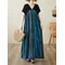 Abito estivo oversize con scollo a V Abito da donna con stampa patchwork a righe Abiti da donna alla moda Abito da donna a trapezio con volant allentato casual