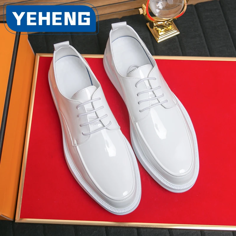 White Classic Office Men Shoes Wedding Men Formal Shoes Luxury Fashion Groom Wedding Shoes Men Oxford Shoes Dress Leather Shoes