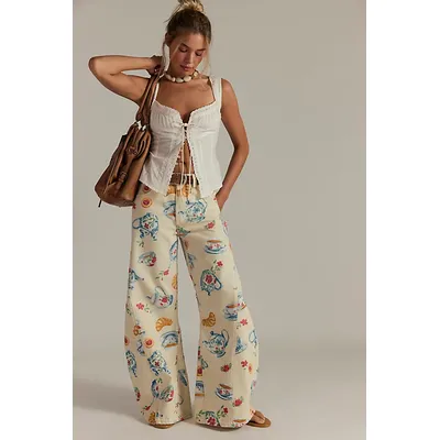 We The Free Eden Printed High Slouchy Jeans at Free People in Playful Brunch, Size: 26