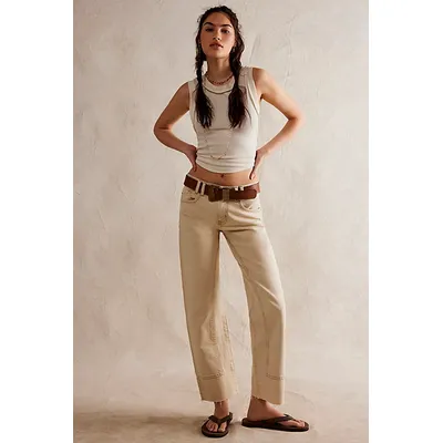 We The Free Risk Taker Mid-Rise Jeans at Free People in Ecru, Size: 27 L
