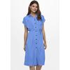 Hemdblusenkleid ONLY "ONLHANNOVER S/S SHIRT DRESS NOOS WVN", Damen, Gr. 36 (S), N-Gr, blau (ultramrine), Web, Obermaterial: 100% Polyester, unifarben, modisch, Kurzarm, Kleider, Sommerkleid