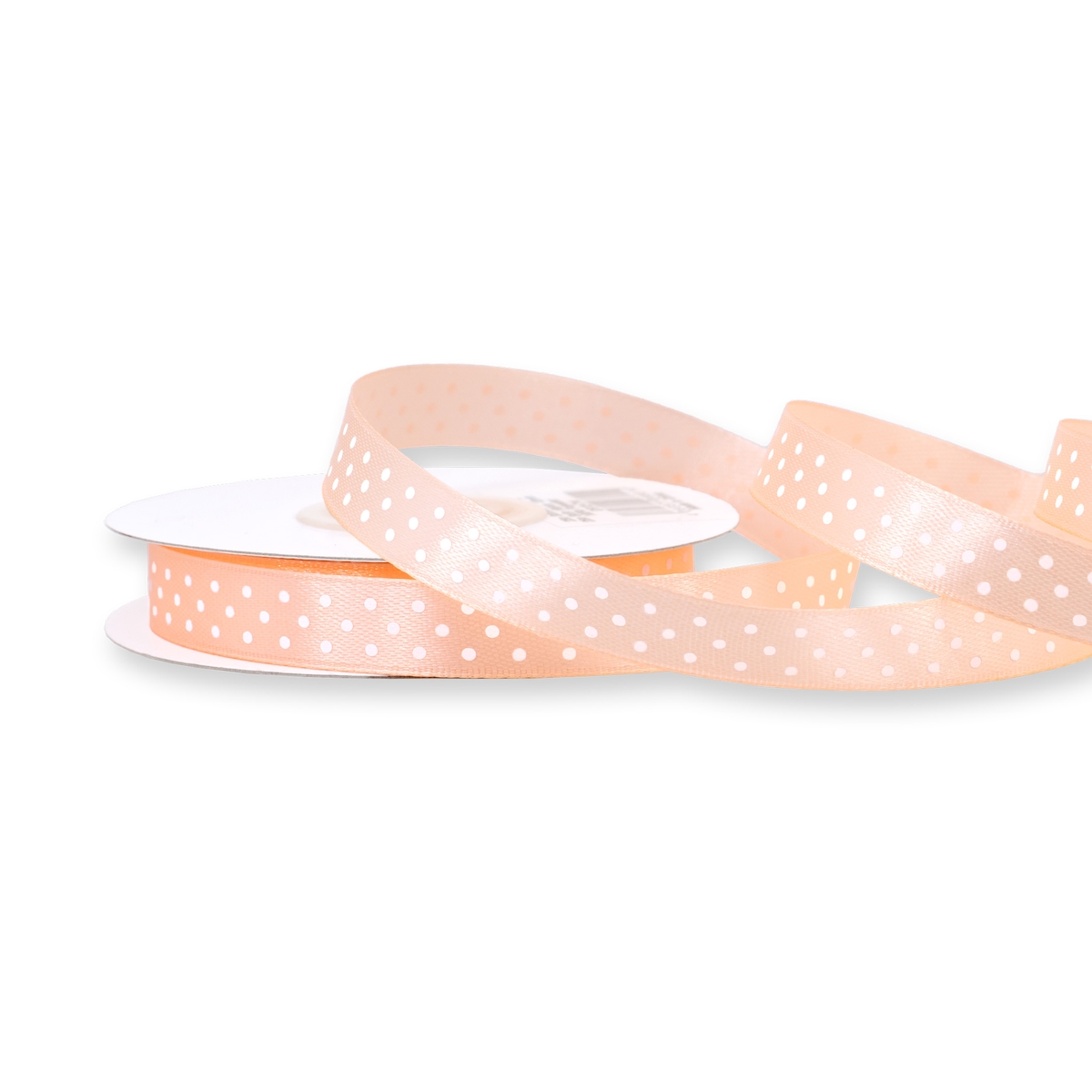 Creativery 12mm Satinband 25m mit Punkten Schleifenband Geschenkband Dekoband Stoffband Apricot Weiß Image