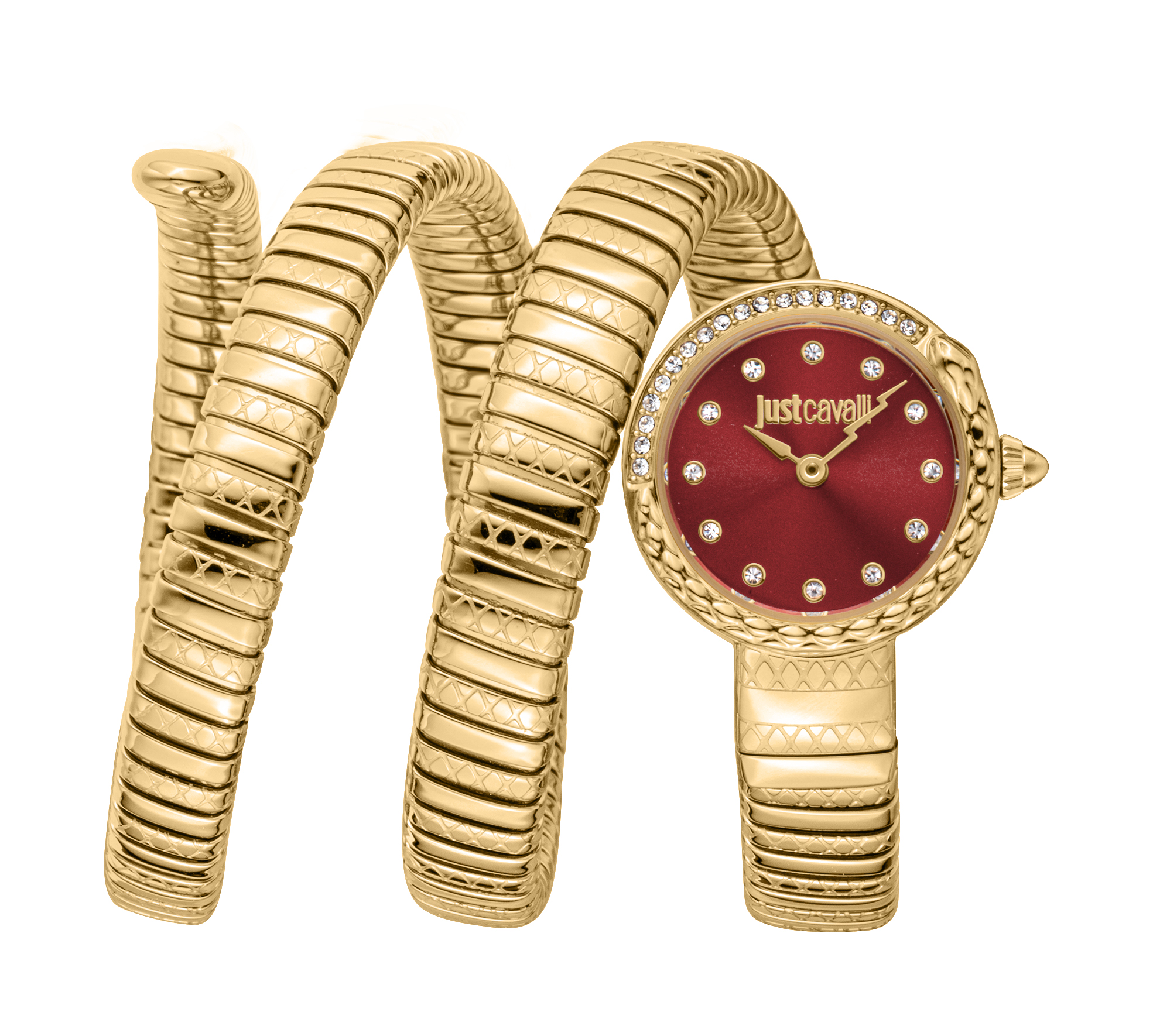 Verzaubernde Schlangenquarz Damenarmbanduhr mit rotem Ziffernblatt Image