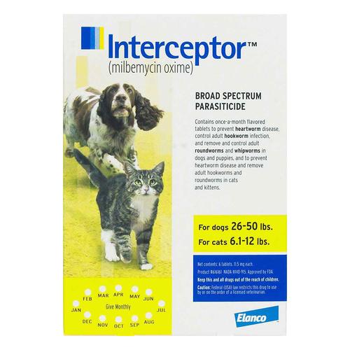 Interceptor Pour Chiens Moyens 26-50 Lbs (Jaune) 12 croquettes