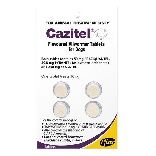Cazitel Vermifuge Aromatisé Pour Chiens 10kg (Violet) - 22lbs 4 Comprimés
