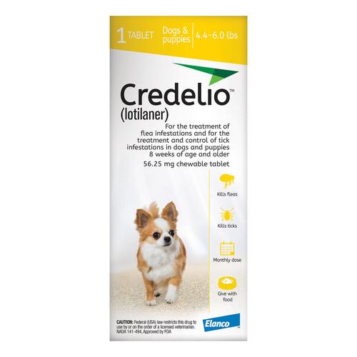 Credelio Pour Chiens 4.4 à 06 Lbs (56.25 Mg) Jaune 3 Doses