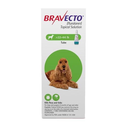 Bravecto Topique Pour Chiens Moyens (22 - 44 Lbs) Vert 3 Doses